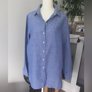 Blue linen shirt. Fits like a large.